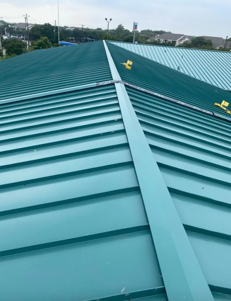 Green commercial metal roof ridge and valley for Metal Roof Repair in Cutler Bay